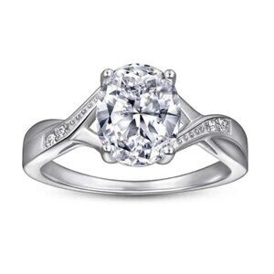 IRAMAT 2Ct Cubic Zirconia Engagement Ring | 925 Sterling Silver Solitaire Band |